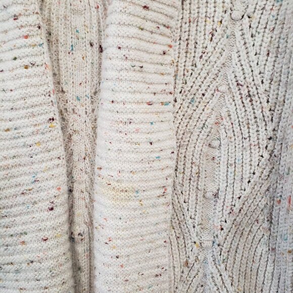 Talbots Petite Open Front Speckled Knit Cardigan Sweater Size L Cottagecore - Picture 2 of 7